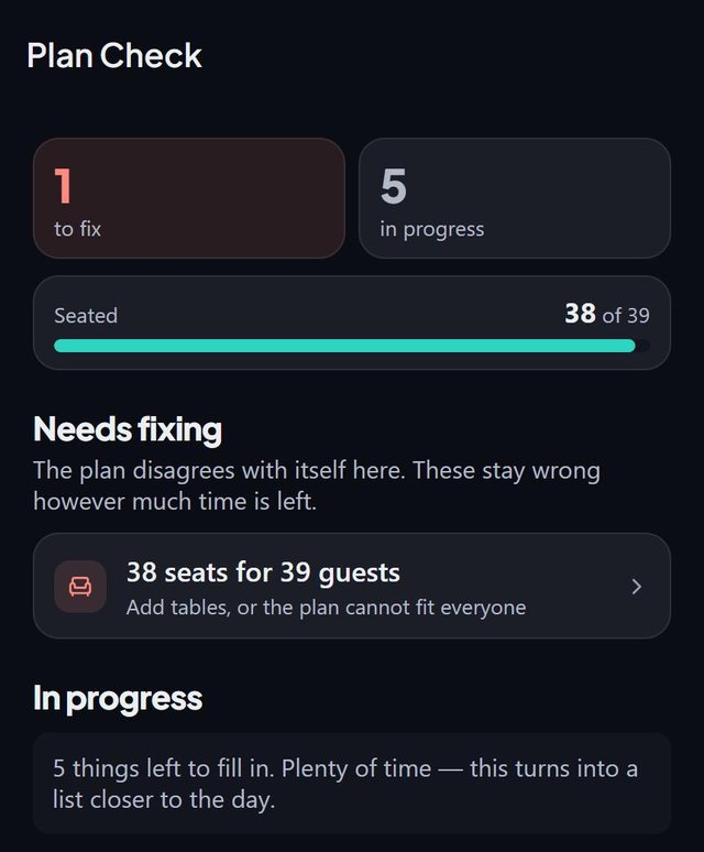 Plan check before the day: screen from the SeatSpot app
